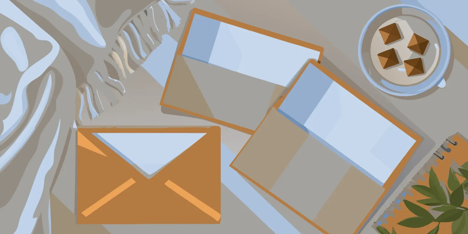 Professional business envelopes with a custom logo and return address.