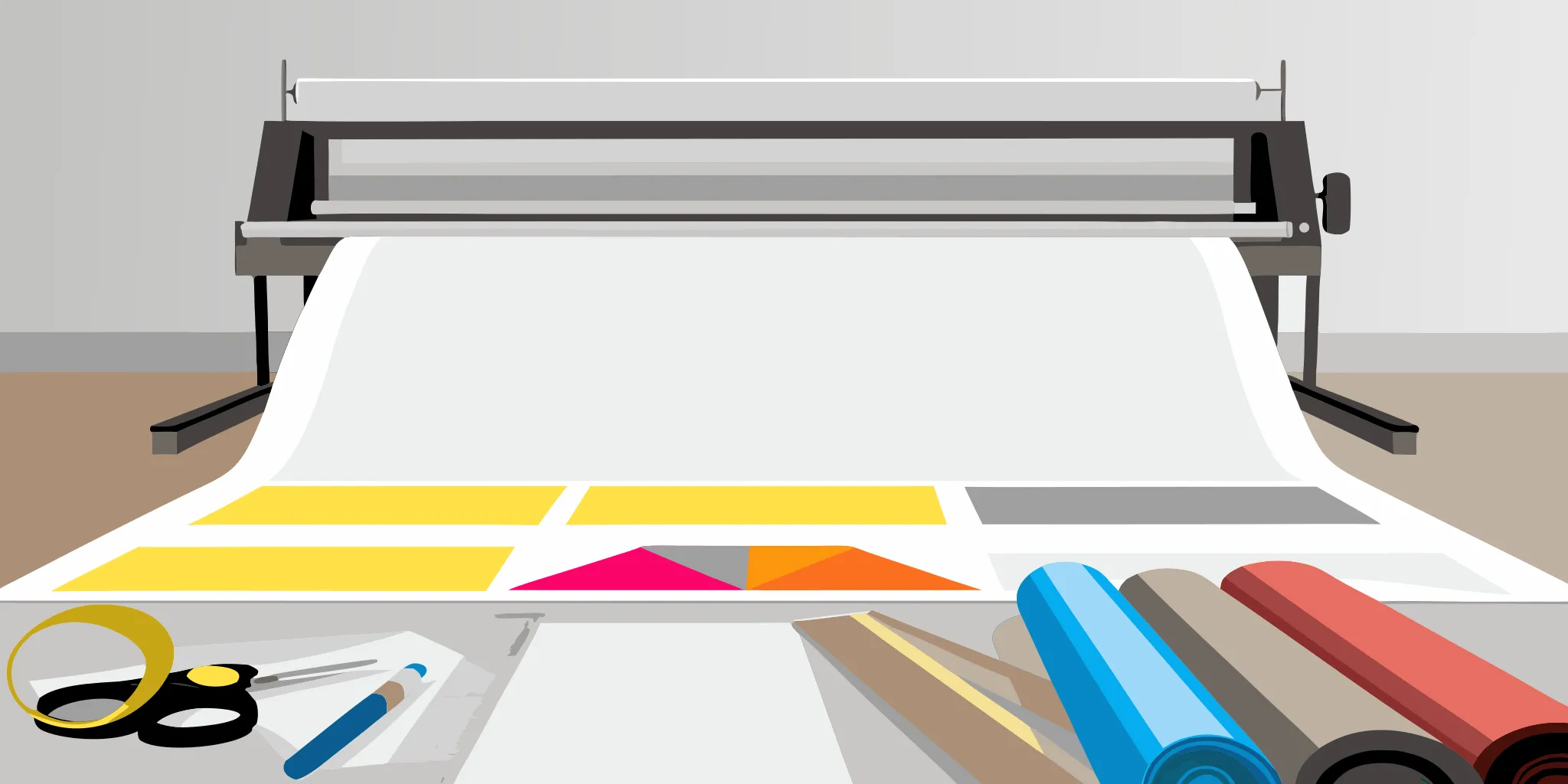 Printing a vinyl construction site safety sign on a large format printer.