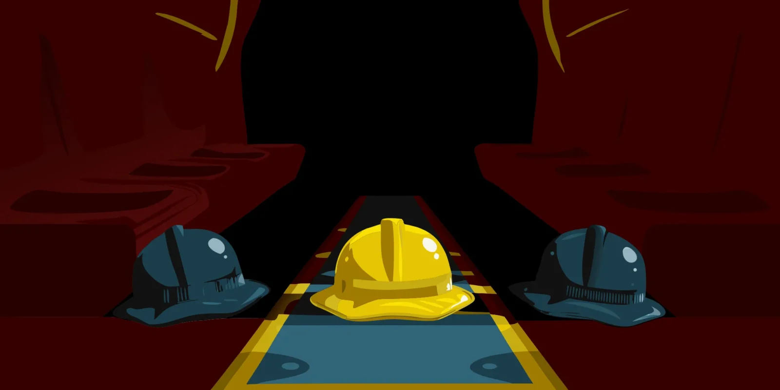 Safety helmets on a bench symbolizing the importance of safety signs for students.