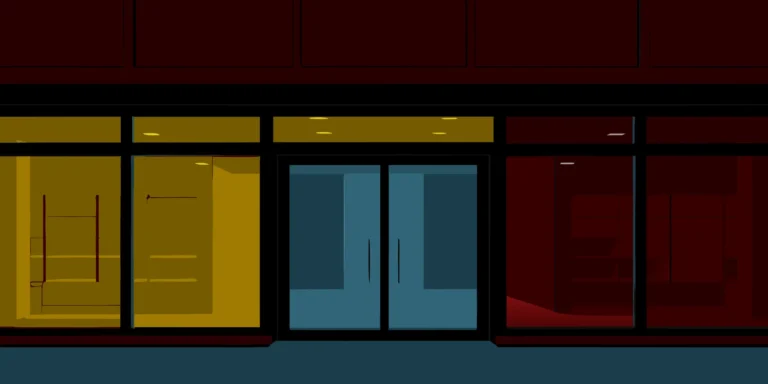 A creative storefront using colorful window graphics for brand promotion.