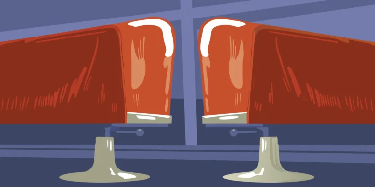 Red and silver stands holding custom 12x18 yard signs for business advertising or local events.