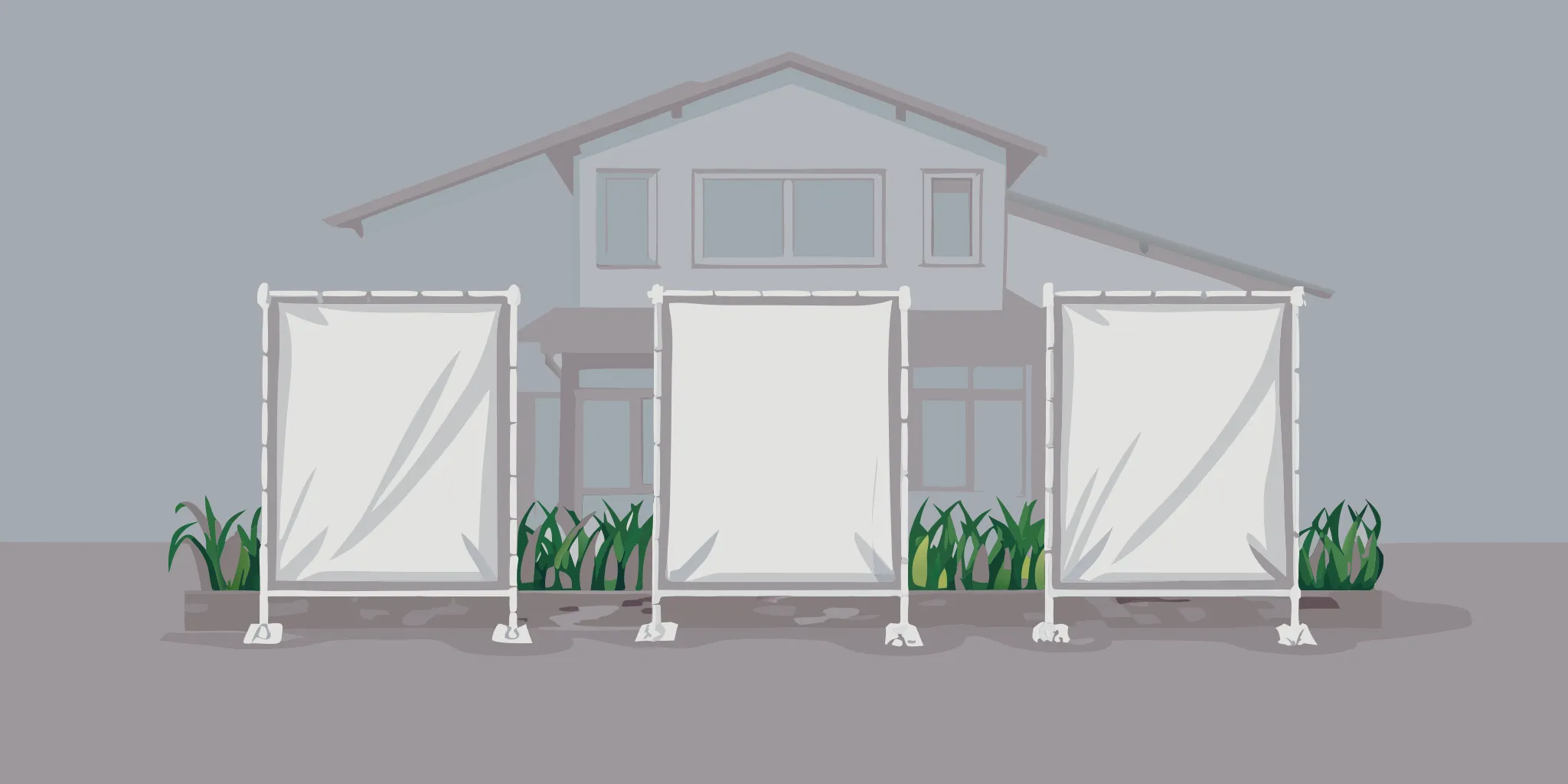 Custom graduation yard signs celebrating a graduate in a front lawn.