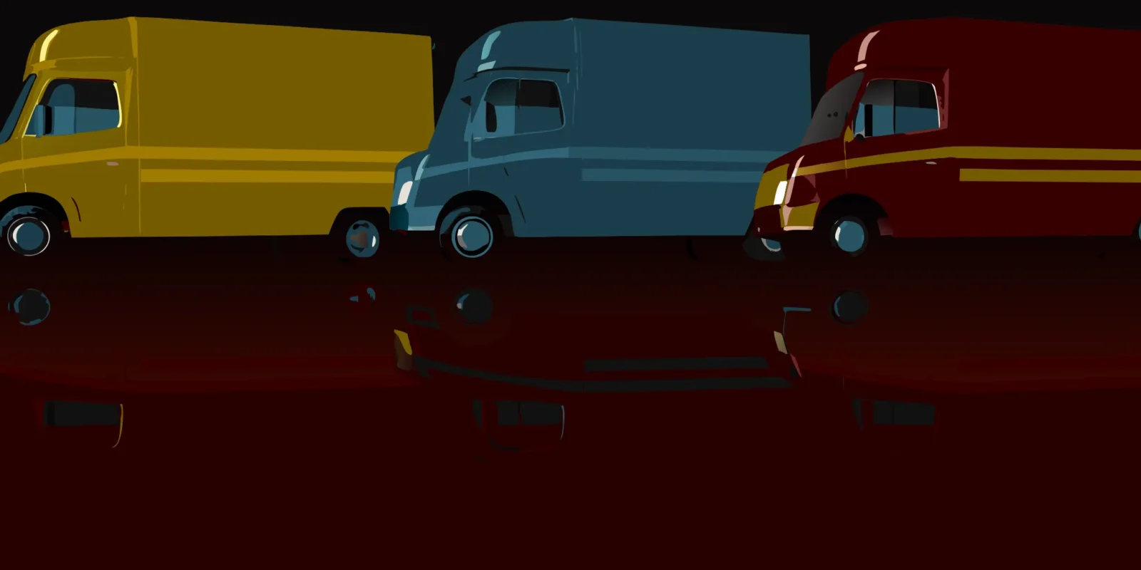 A row of food trucks with creative and colorful wrap ideas.