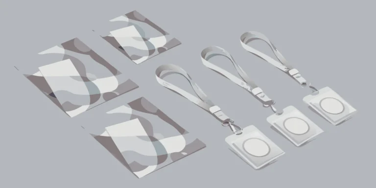 Branded lanyards and badges used as marketing collateral for events.