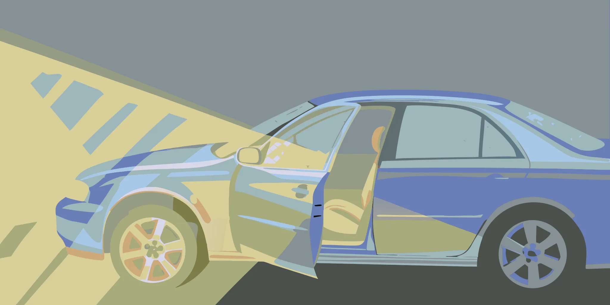 A car's rear window featuring a custom perforated decal for business advertising.