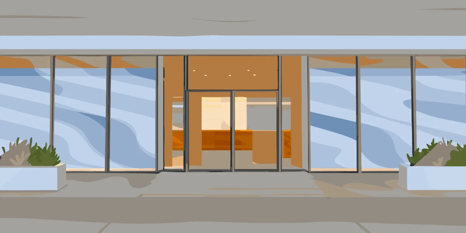 The best window graphics for a business, shown on a modern glass storefront.