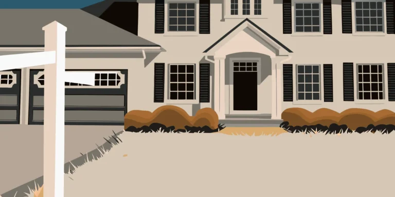 A professional real estate yard sign in a front lawn for marketing a home.