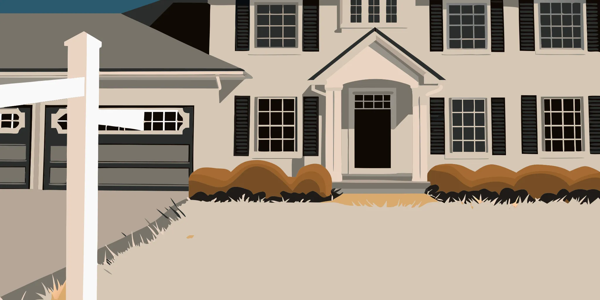 A professional real estate yard sign in a front lawn for marketing a home.