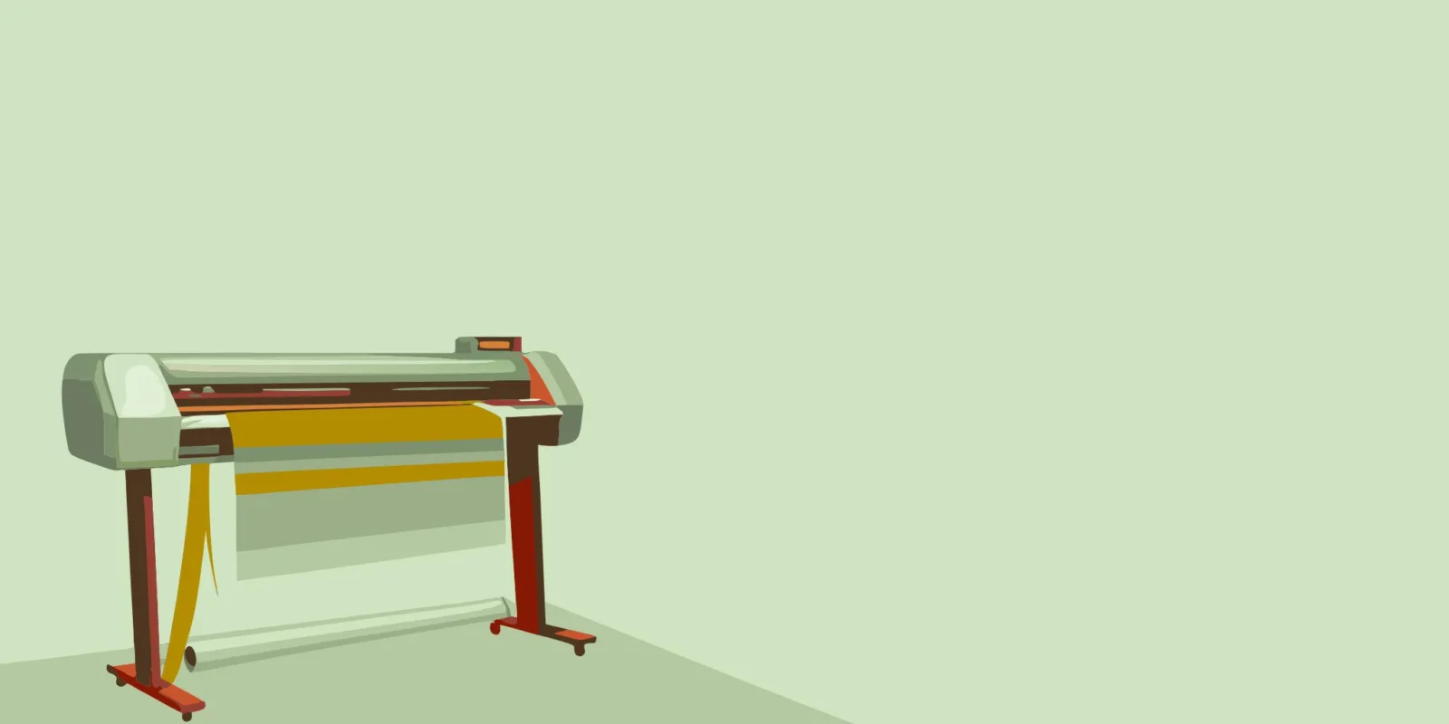 Large format printer creating a custom business banner in a Portland print shop.