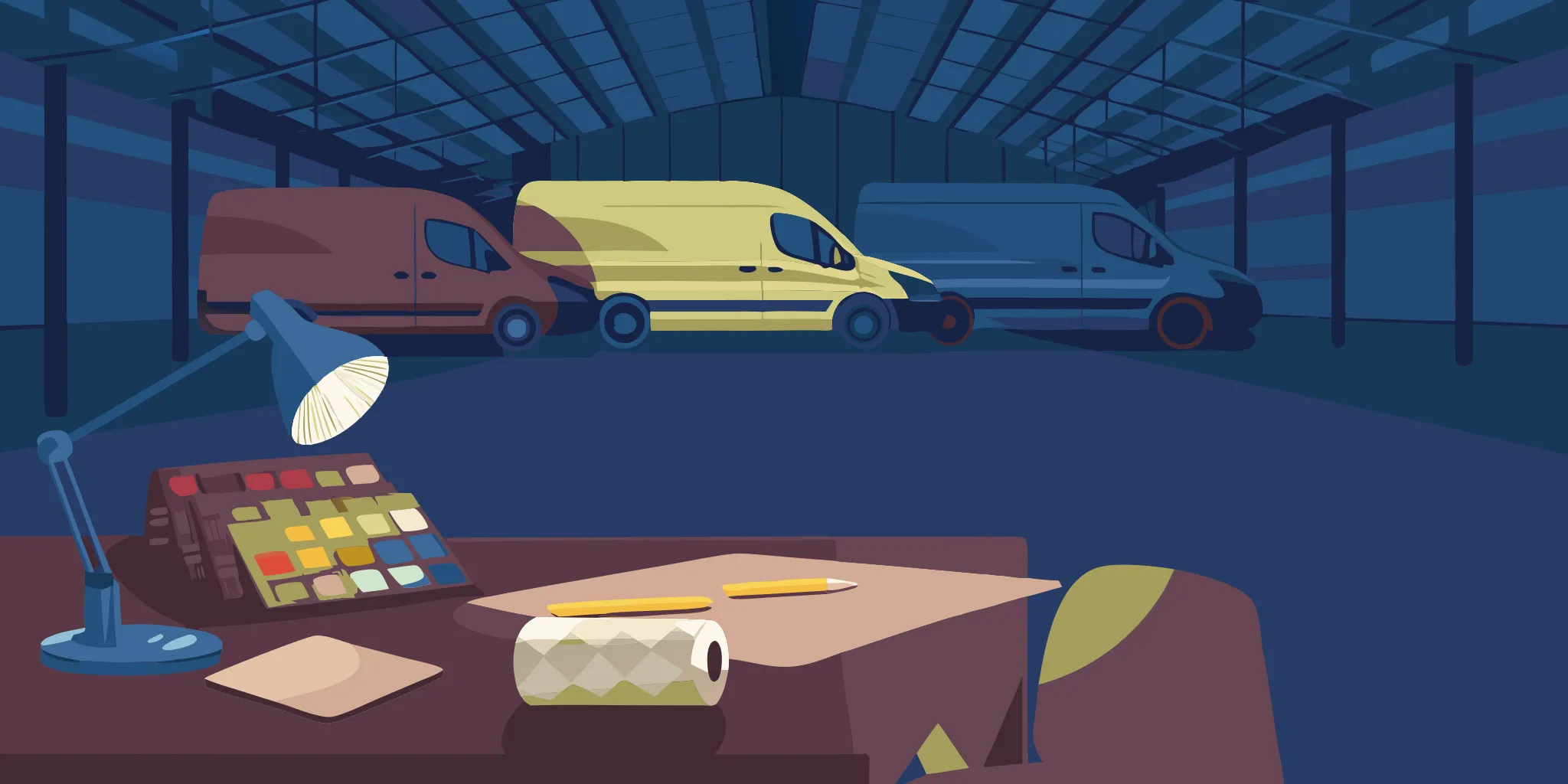 A fleet of commercial vans, a key factor in determining the overall cost of fleet graphics.