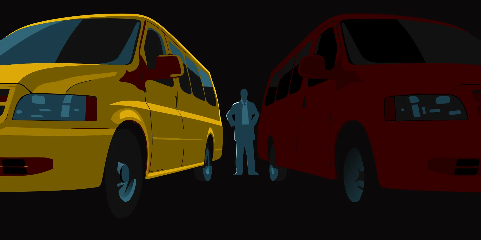 Operations manager inspecting graphics on a commercial fleet