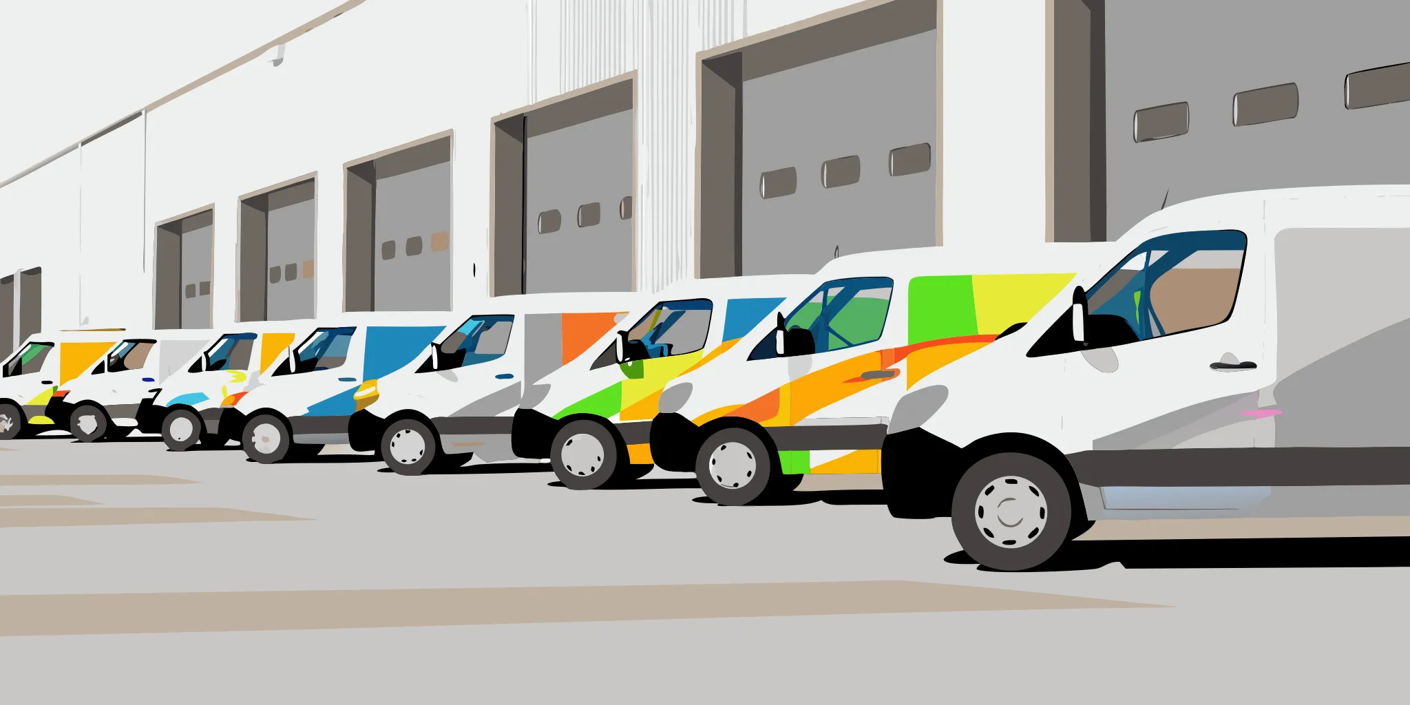 Commercial vehicle fleet with coordinated branded wraps