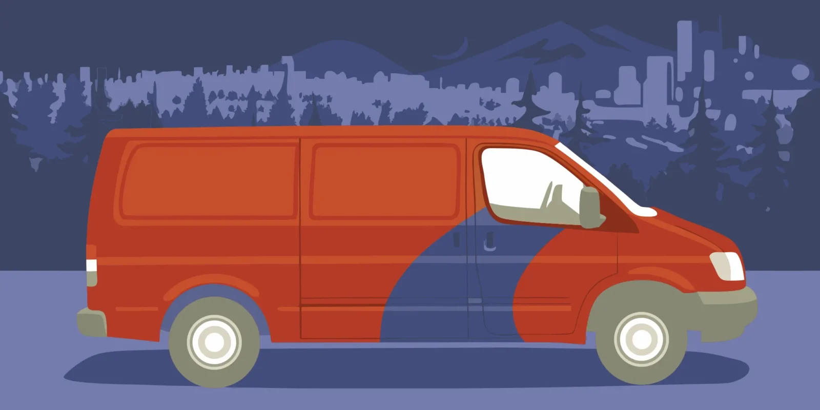 Commercial van with a colorful vehicle wrap in Portland