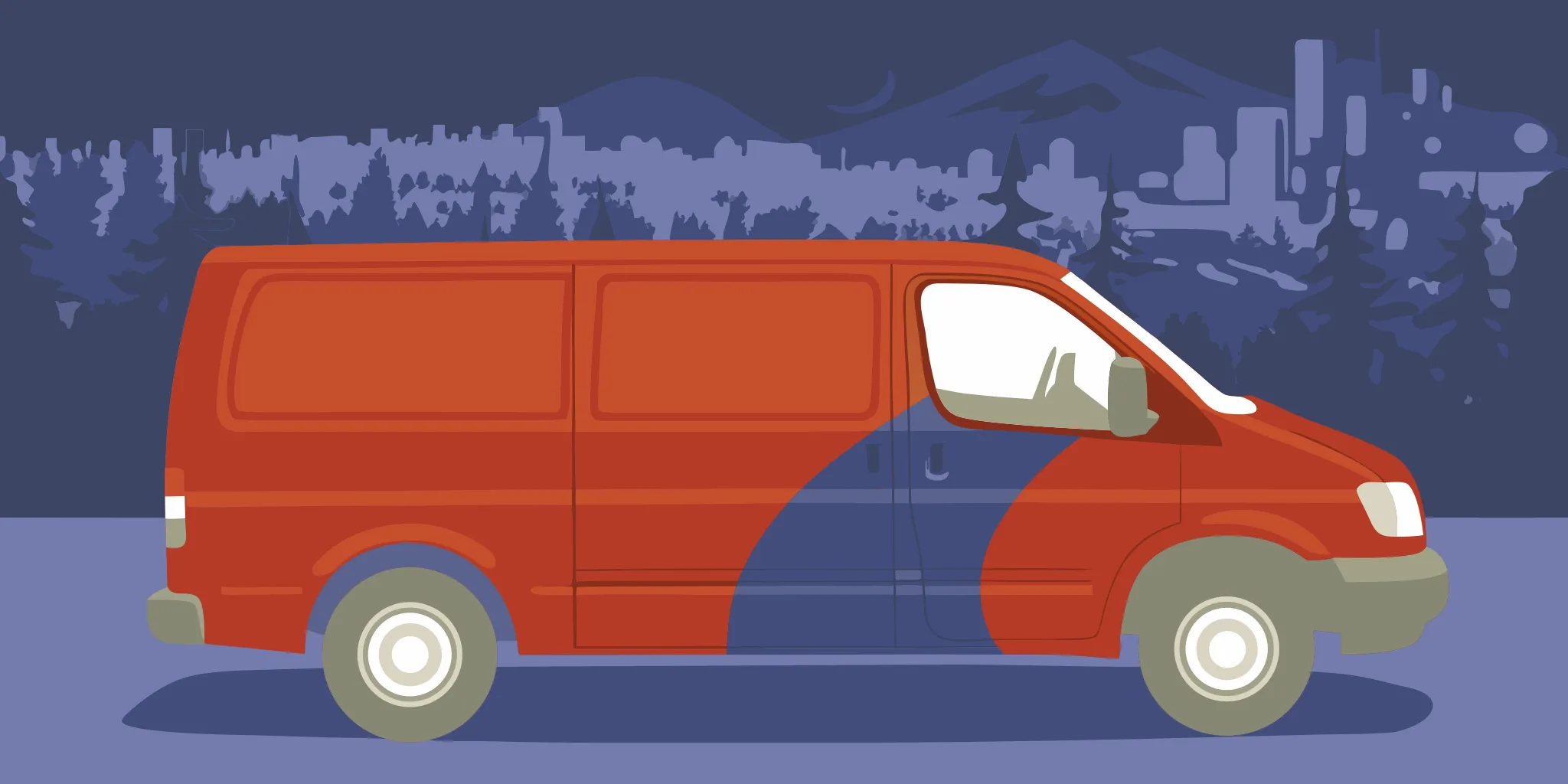 Commercial van with a colorful vehicle wrap in Portland