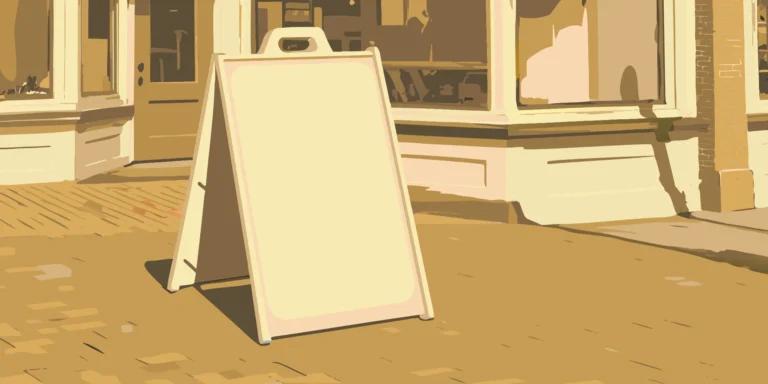Custom A-frame sidewalk sign in front of a Portland retail storefront