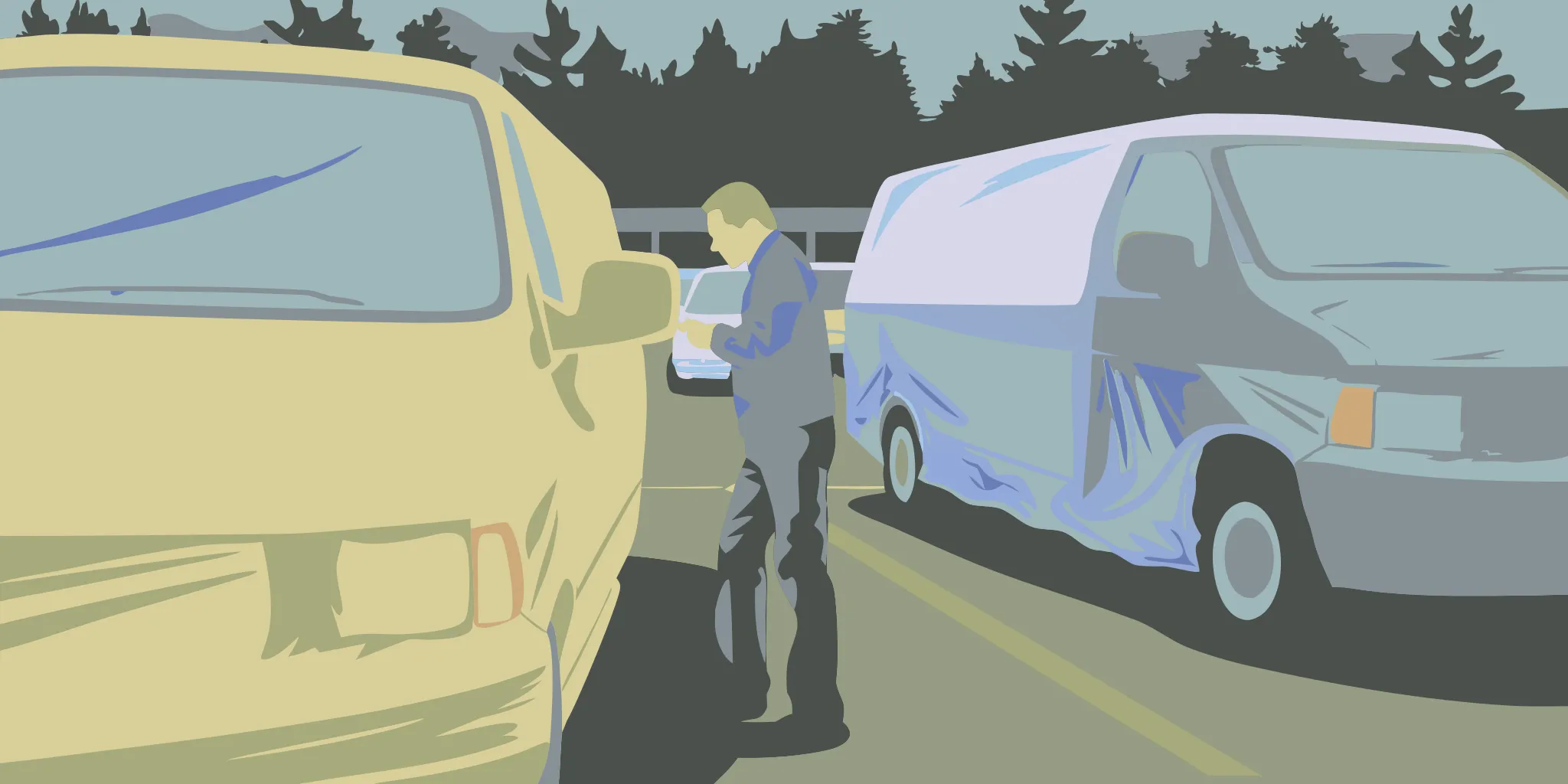 Fleet of wrapped commercial vehicles in a Portland business setting
