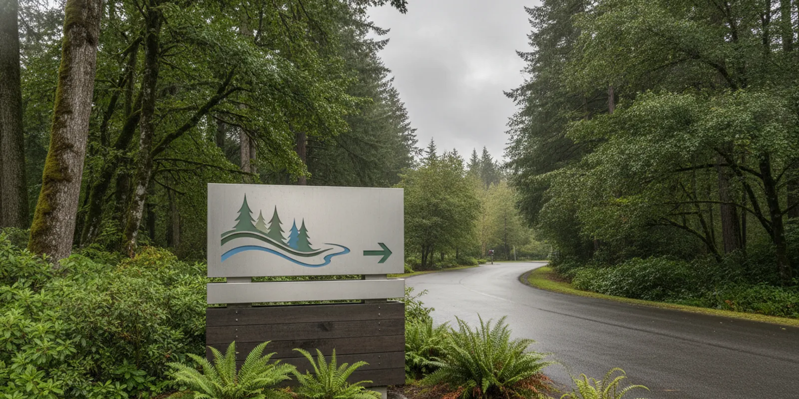Custom street sign guiding visitors along a commercial property entrance