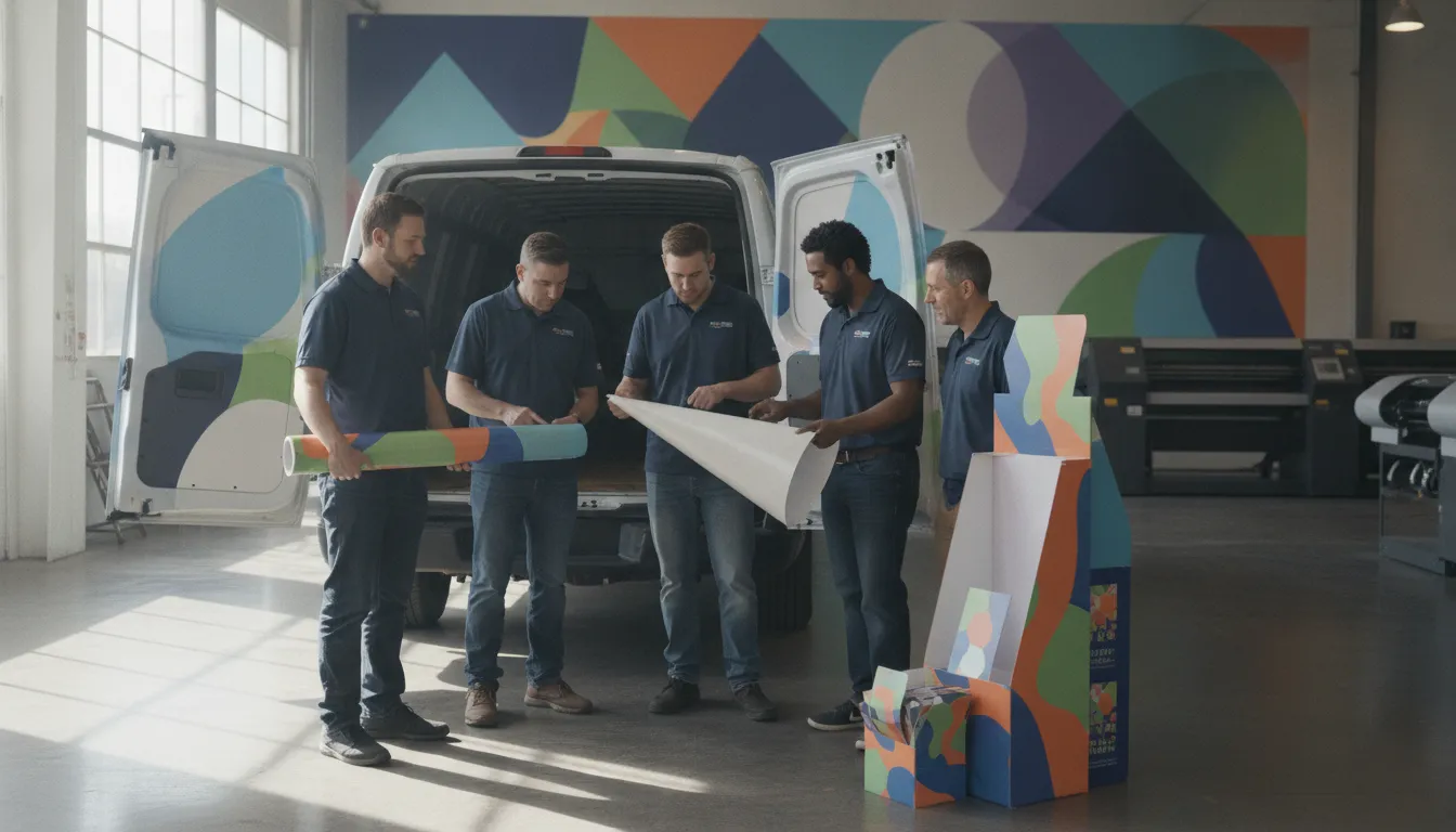 Coordinated branded graphics across beverage distribution vehicles and retail locations
