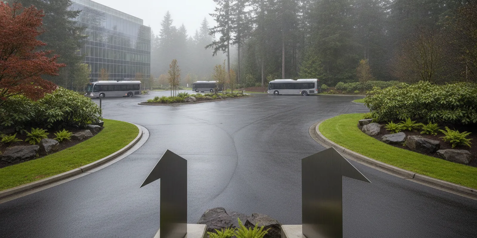 Parking signs guiding drivers through a Portland-area commercial property